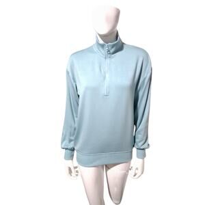 Three Dots Women's size XS 1/4 Zip Teal Soft Pullover Activewear Preppy Loose